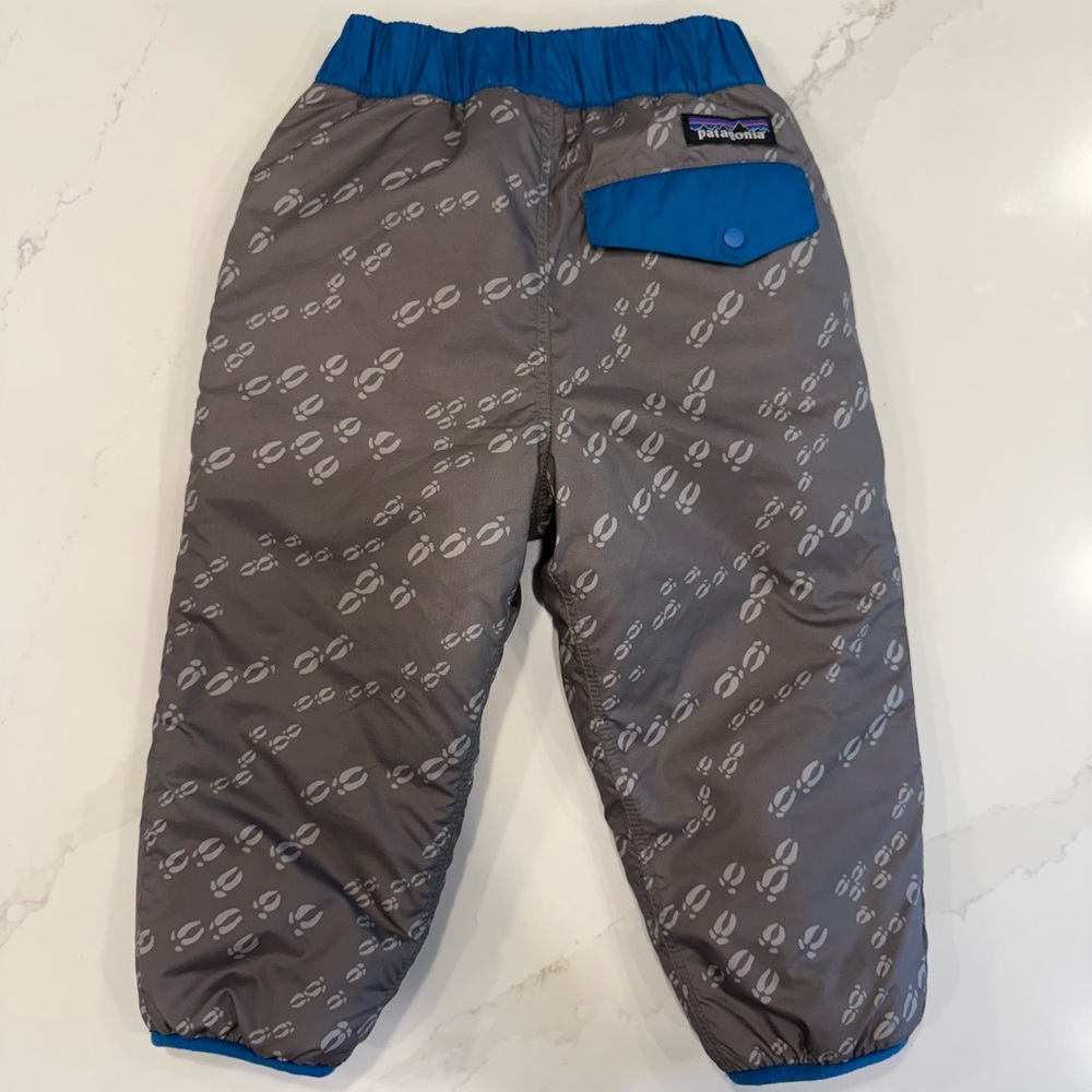 Patagonia Reversible Fleece Lined Snow Pant Like New - Sherpa - Gray Blue Brown